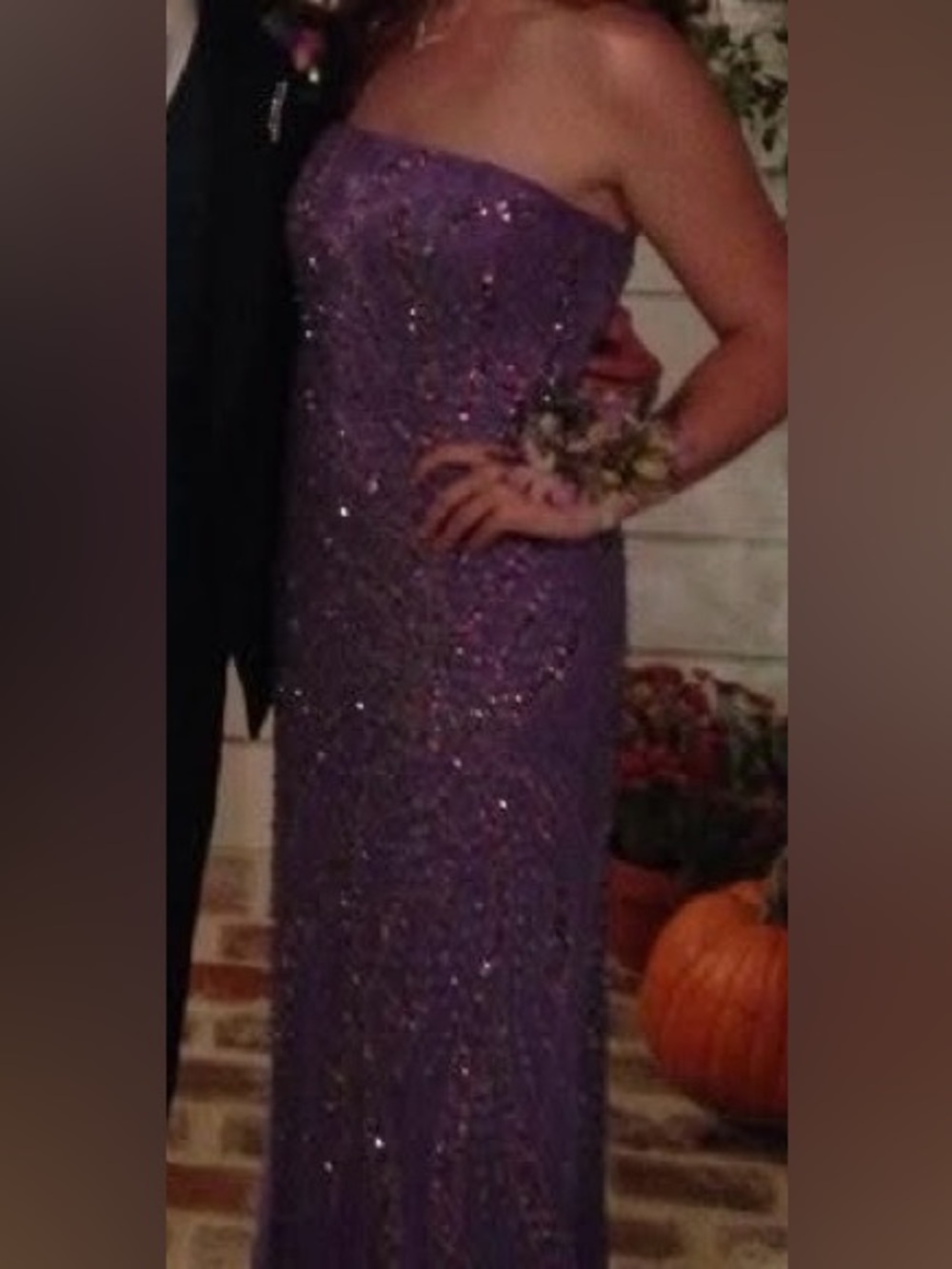 Tiffany Designs Strapless Purple Sequin Prom Gown